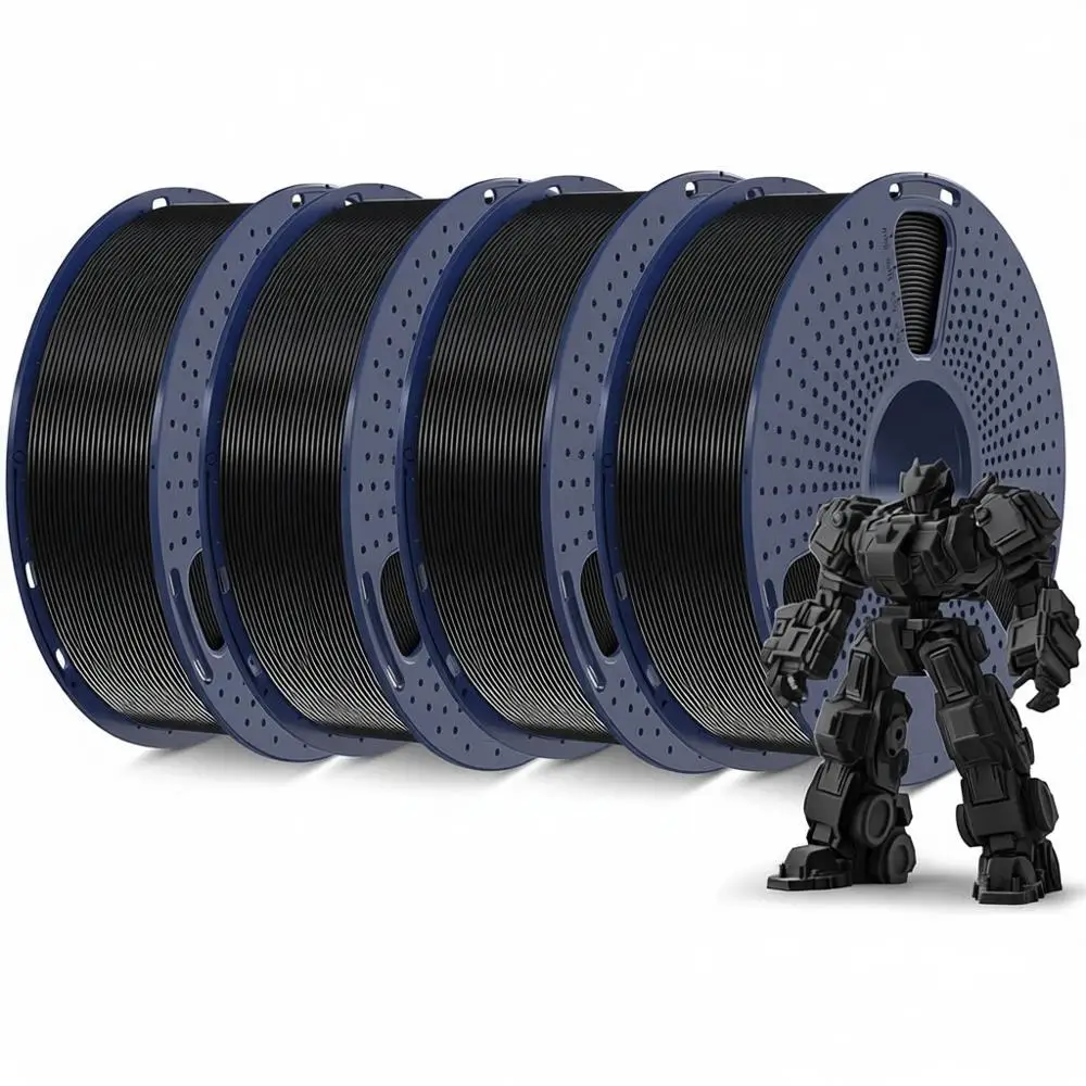 

Филамент для 3D-принтера PLA+ 1,75 мм, 4 кг, аккуратно намотанный, черный, набор для большинства настольных 3D-принтеров, катушка 1 кг, 4 упаковки