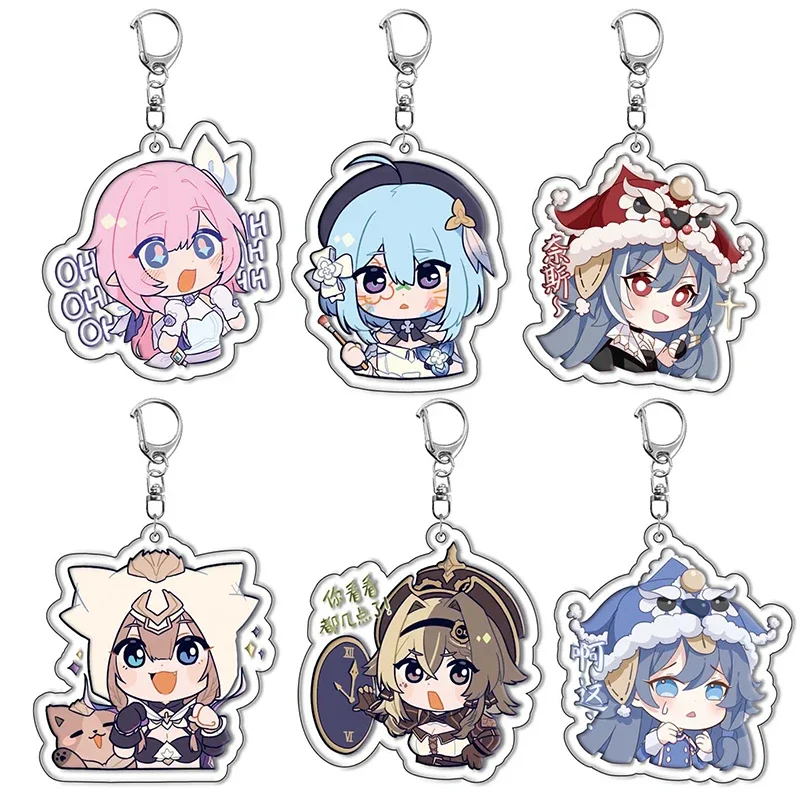 Game Honkai Impact 3 Keychain Cartoon Cute Kiana Kaslana Raiden Zaychik Theresa Murata Cosplay Pendant Car Key Ring Jewelry Gift