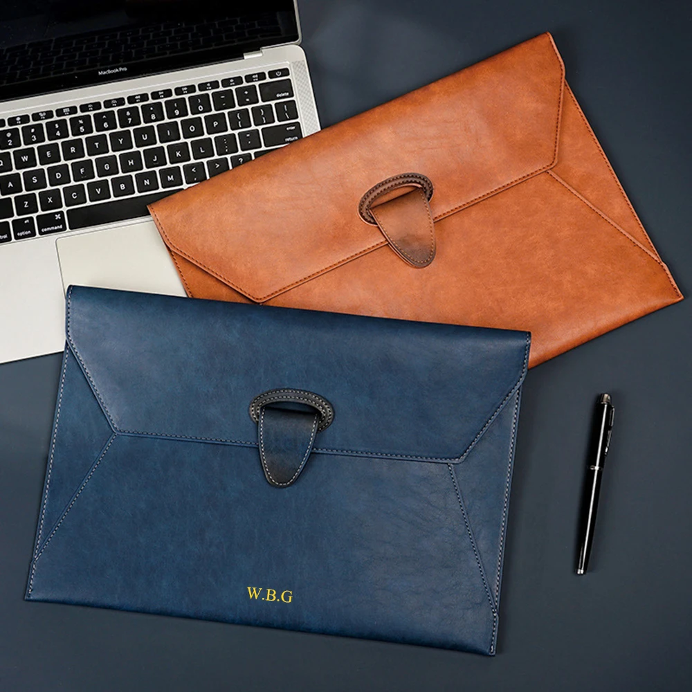 Business Büro Luxus Dokument Tasche PU Leder Benutzerdefinierte Name Große Kapazität A4 Papier Datei Tasche Mode Gravieren Logo Lagerung Taschen – Detail 19