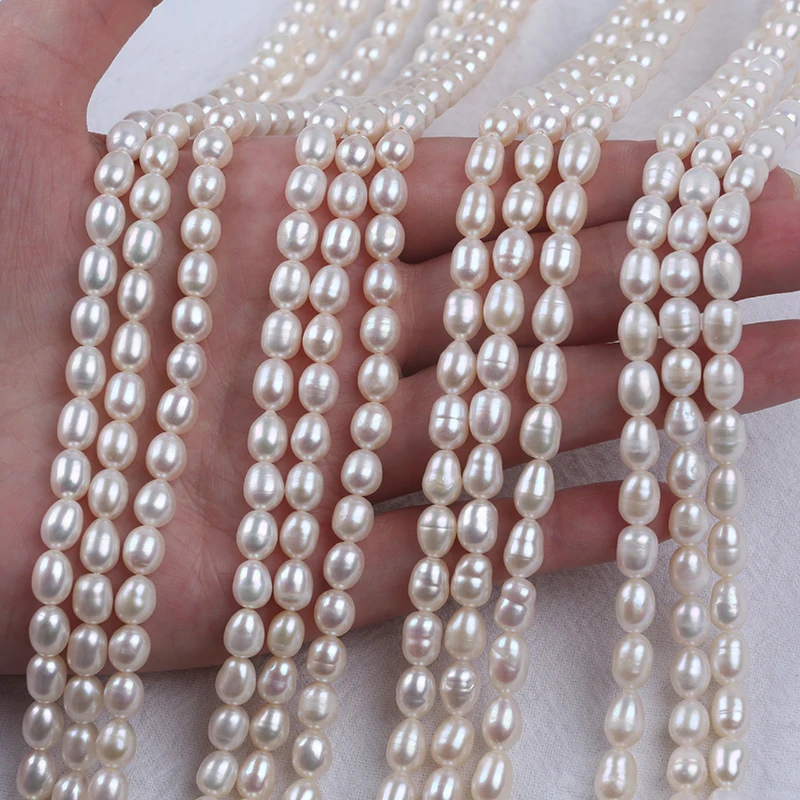 100% Nature FRESHWATER PEARL 5-6mm rice shape pearl in strand loose wholesale freshwater pearl