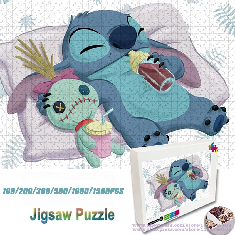 

Anime Character Stitch Puzzle Jigsaw Cartoon Kawaii Stitch 108/200/300/500/1000/1500Pcs Intelligence Puzzle for Kids Unisex Gift