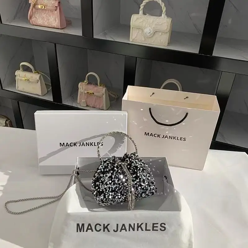 

Luxury Metal Ring Handle Women Handbag Glitter Shiny Sequins Evening Bag Wedding Party Clutch Purse Shoulder Crossbody Bag