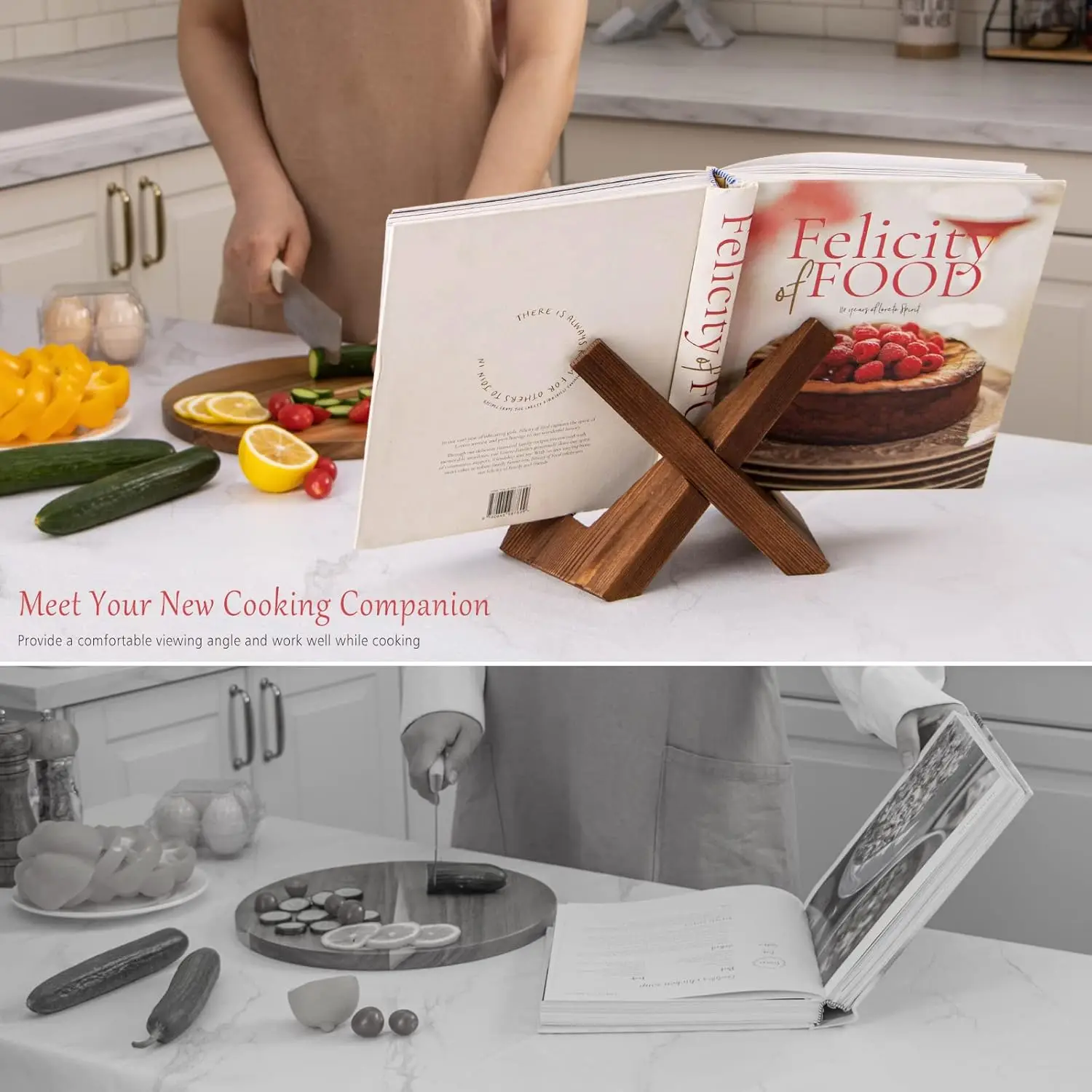 Cook book Stand Wooden Recipe Book Holder Cook Book Stand for Kitchen Counter Multifunctional Display Stand