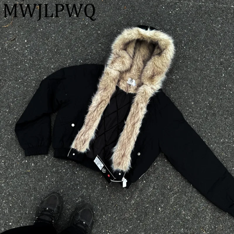 

MWJLPWQ хлопковая куртка с утолщенным меховым воротником и капюшоном, мужская уличная чистая куртка с длинным рукавом на молнии, стираная пара с подкладкой 12167