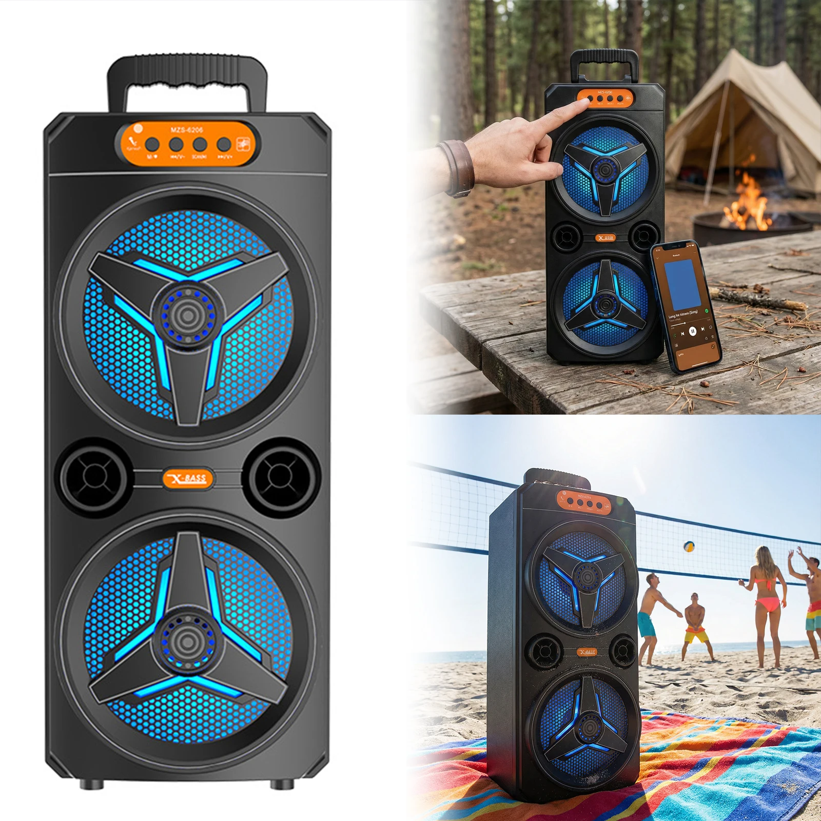 Caixa de Som Bluetooth com Microfone Sem Fio, Máquina de Karaokê, Suporte TWS/AUX/USB/Cartão TF/Rádio FM para Festas ao Ar Livre, Praia, Quintal e Casa