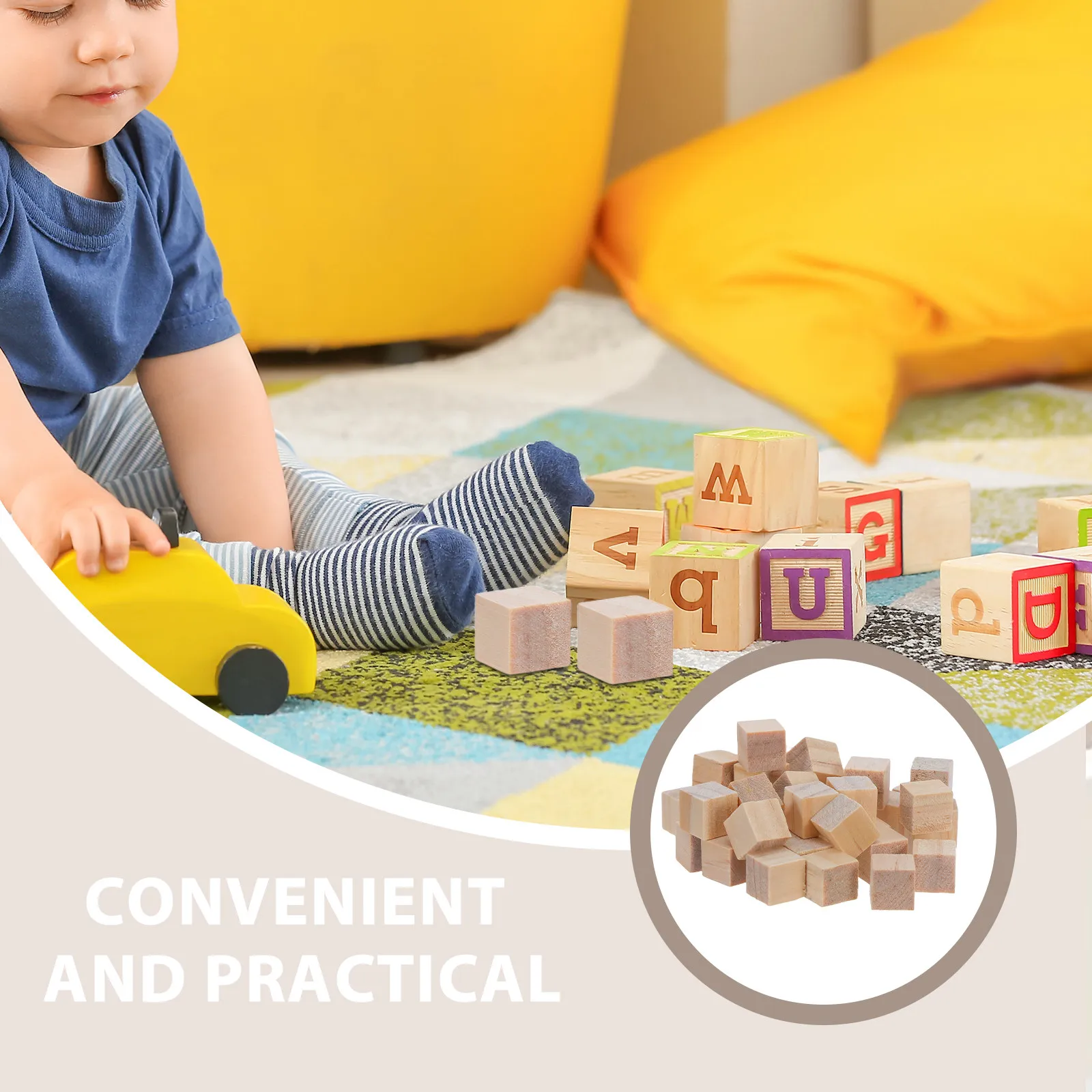 240 szt. Drewniane klocki dla dzieci 1x1cm, naturalne, nieobrobione klocki z sosny do majsterkowania, układania, budowania, nauki w przedszkolu.