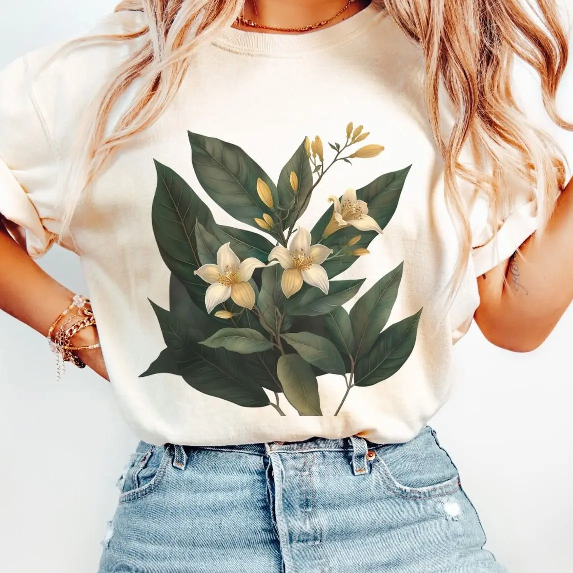 Plant T Shirt Flower Vintage Botanical Greenery Flowers Green Oversized Comfort Colors