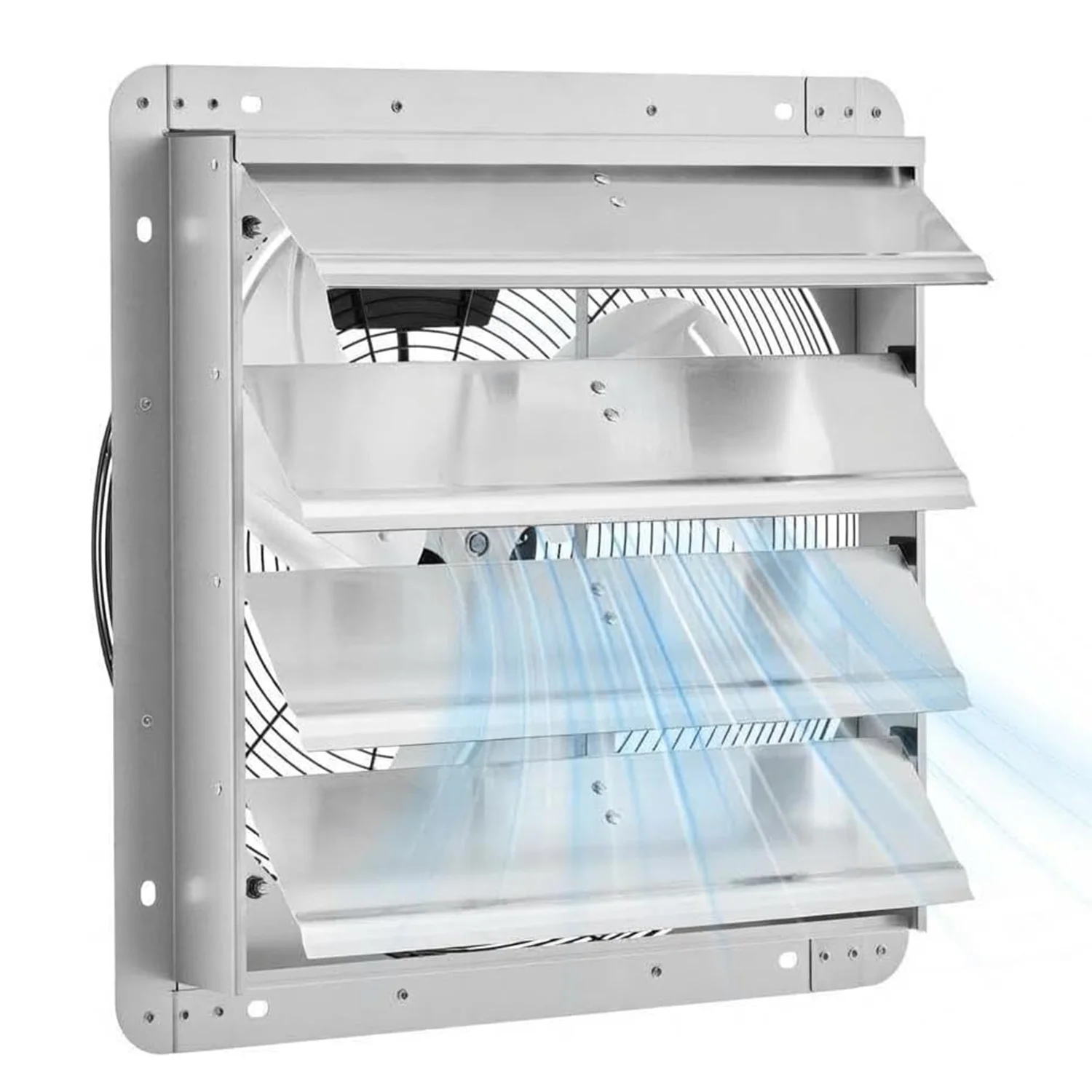 

18-дюймовый настенный вытяжной вентилятор с жалюзи, высокоскоростная вентиляция 2200 CFM с тихим двигателем 1500 об/мин, автоматические алюминиевые жалюзи
