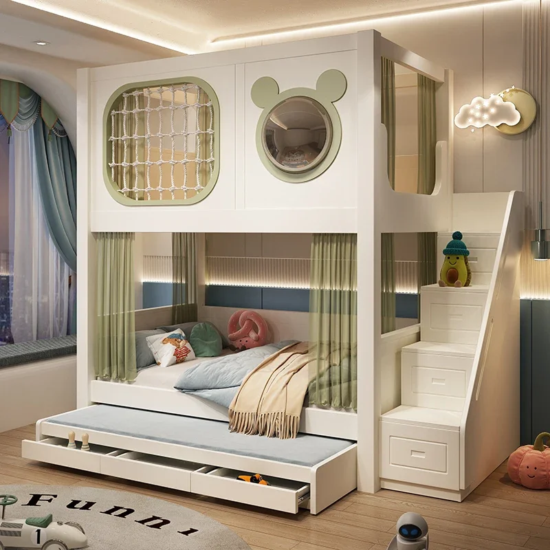 Space capsule children's beds do not interfere with each other, siblings, two-layer upper and lower beds, bunk beds, adult doubl