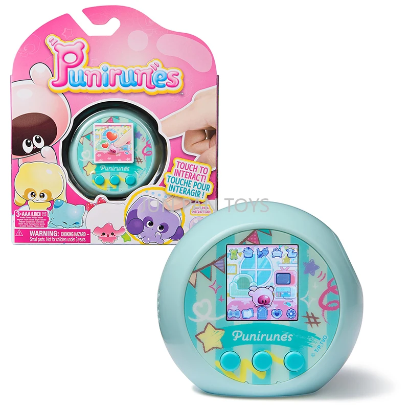 Punirunes Interactive Digital Toy with 55 Squishy Characters Inside Reacts To Touch Full-Color Display Children Toy for Girl Boy