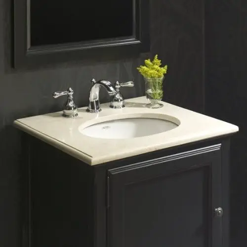 Fregadero de baño ovalado de cerámica blanca, lavabo empotrado de 19,6 "x 17,6" x 9 ", elegante añadido para la renovación de su hogar