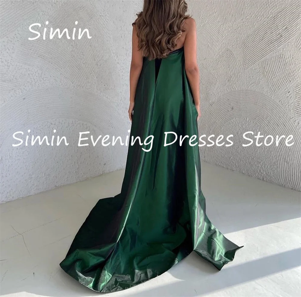 Simin-Robe de Rhde forme sirène en satin pour femme, tenue de soirée arabe élégante, sans bretelles, à volants saoudiens, longueur au sol, 2023