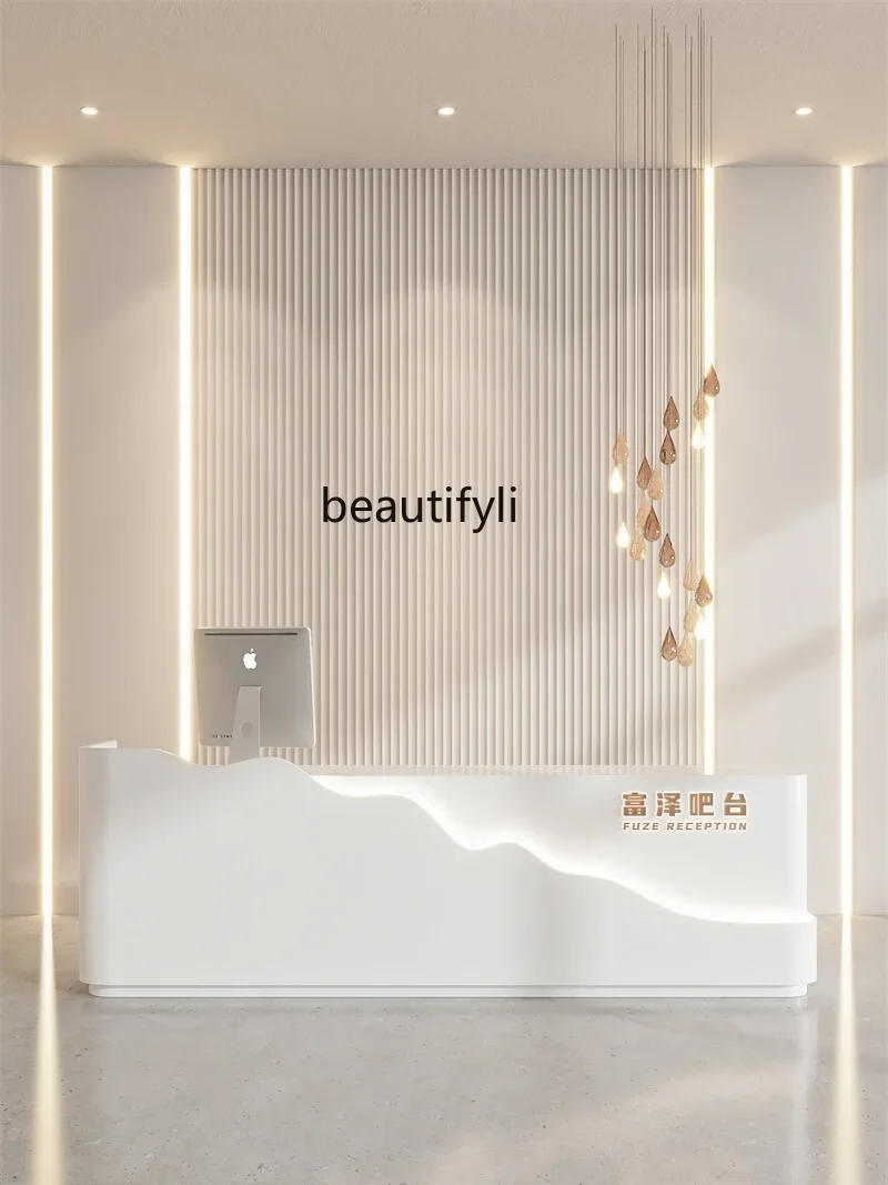 Simple modern beauty salon bar counter clothing shop paint checkout page  training institutions company reception desk