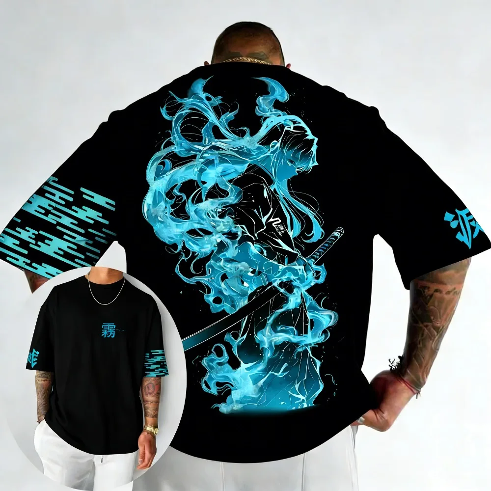 

Plus Size Demon Slayer Anime Printed Men, Women T-shirt Casual Parent Child Top Fashion Harajuku Style Street Wear Summer Y2K