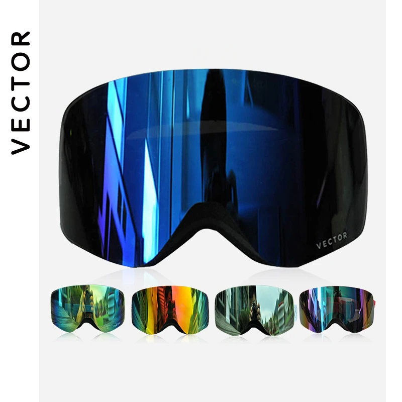 VECTOR Ski Goggles สำหรับผู้ชายและผู้หญิง แว่นกันลมกันน้ำ ป้องกันรังสี UV400 สำหรับเล่นสกี สโนว์บอร์ด ปีนเขาในฤดูหนาว