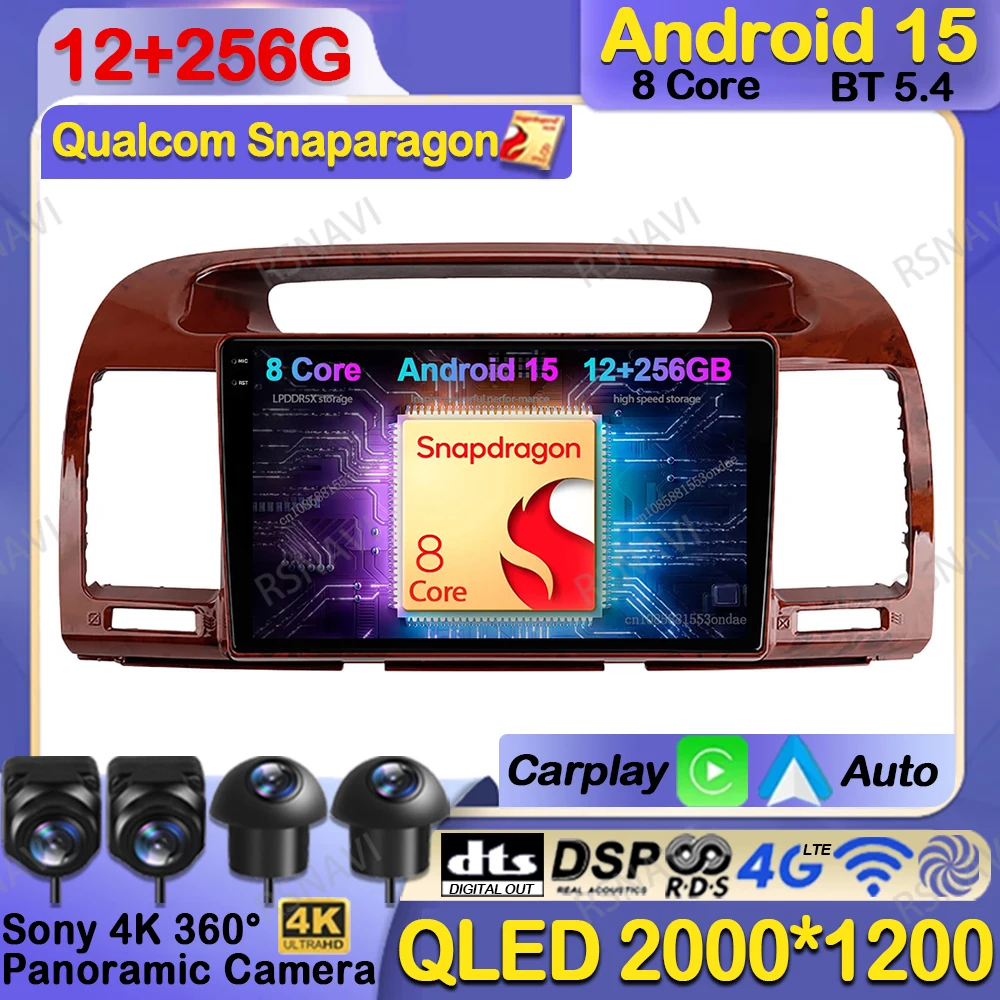

Car Radio Android 15 For Toyota Camry 2002 2003 2004 2005 2006 BT GPS QLED Stereo DSP Viedo Player Head Unit 4G LTE DVD Qualcomm