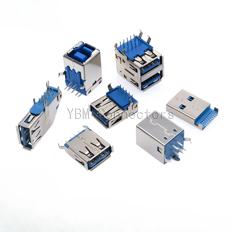 

5PCS USB3.0 connector 3.0 Type A Female Type B Type AF 90 degree side insertion 180 degree high speed interface printer terminal