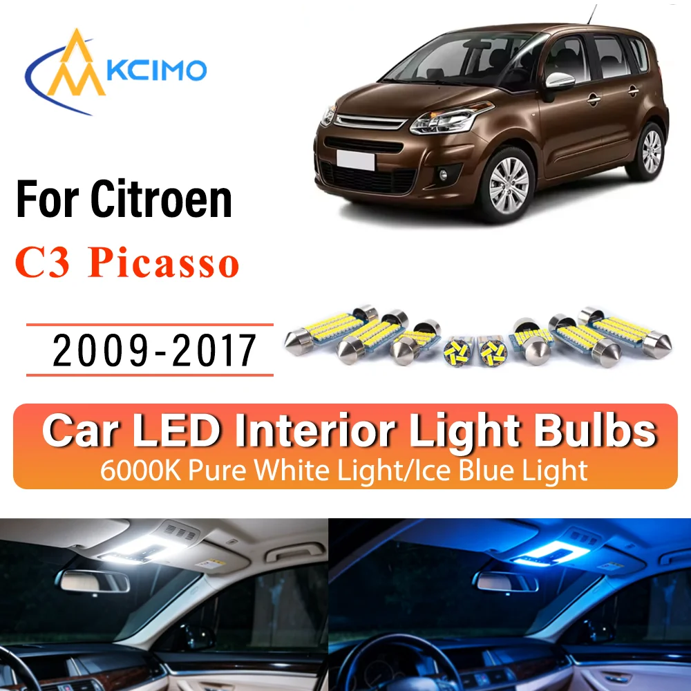 New Canbus Number Plate Bulb For Citroen C3 Picasso 2009-2017 Premium Easy Install Mirror Interior Error-Free LED Bright Lights