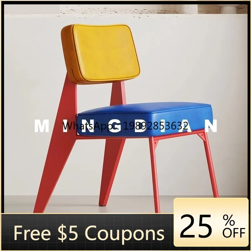 

LYY Dining Chair Italian Style Stool Living Room Home Use Backrest Chair Vintage High-end Feel Mid-century Style