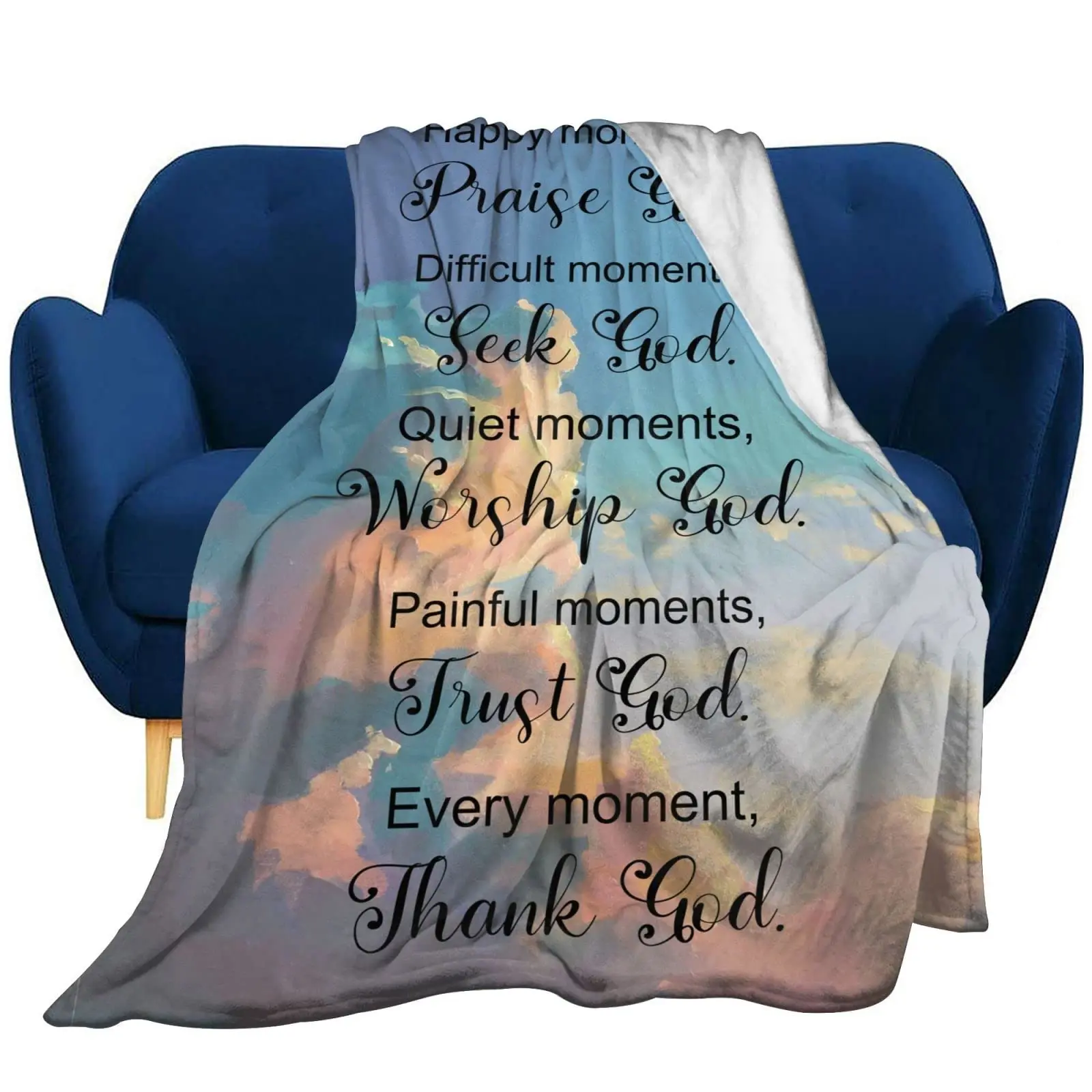 Christian Throw Blanket Religious Gifts Inspirational Fluffy Soft Blankets with Faith Hope Love for Women Christian Gifts Decor