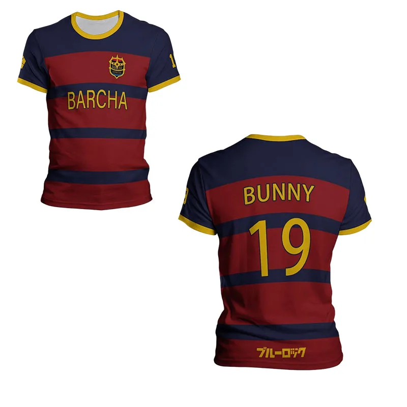 Blue Lock FC Barcha Bunny Lavinho Bachira Anime Cosplay Men Jersey 2025 Short Sleeve Children Tee Custom Name Tops Man T-shirt image 2
