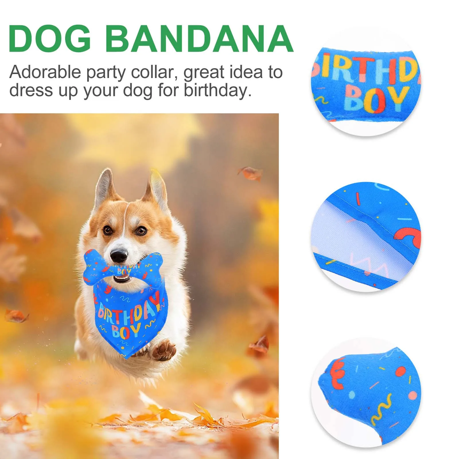 

2Pcs Pet Triangle Scarf Dog Birthday Collar Set Premium Material Adorable Party Bibs for Pets Party Photo Shoot