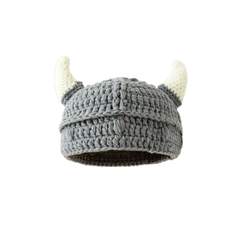 Fun Winter hat Ladies Male role Play anime Wool hat Creative Cute horn knitted hat pure handmade winter hat girls Boys hat