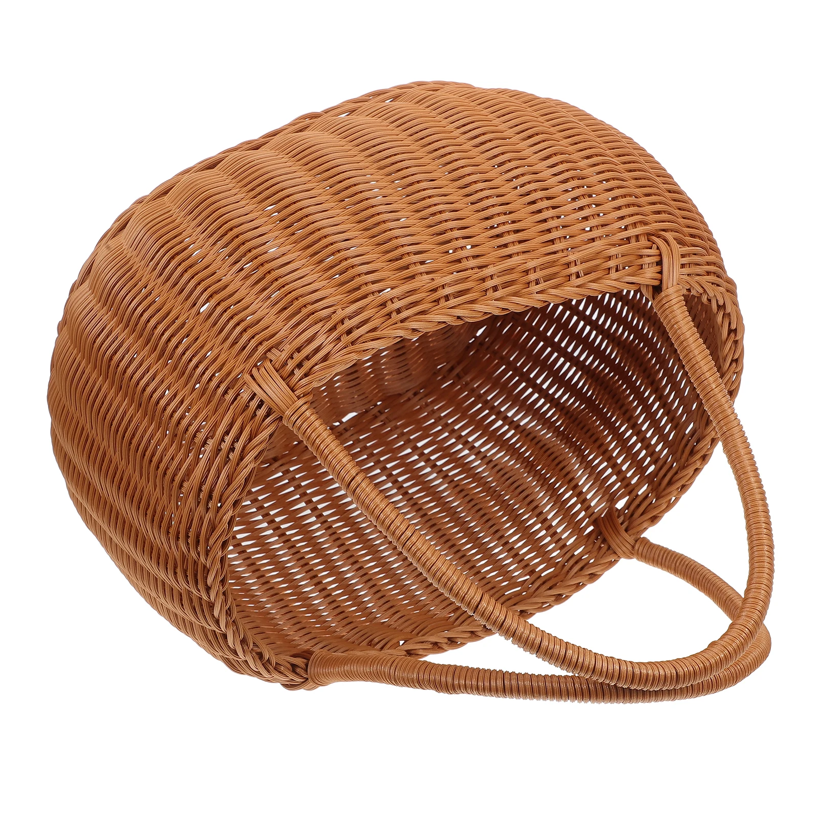 

1pc Sturdy PP Imitation Rattan Basket Multi-Function Storage Organizer Outdoor Picnic Tote Lightweight Handmade Woven for Daily