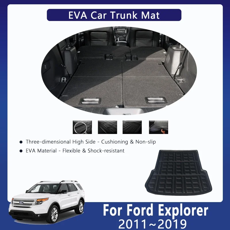 Car EVA Rear Trunk Mats For Ford Explorer U502 2011 2012 2013 2014~2019 Waterproof Trunk Storage Pads Cargo Rug Auto Accessories