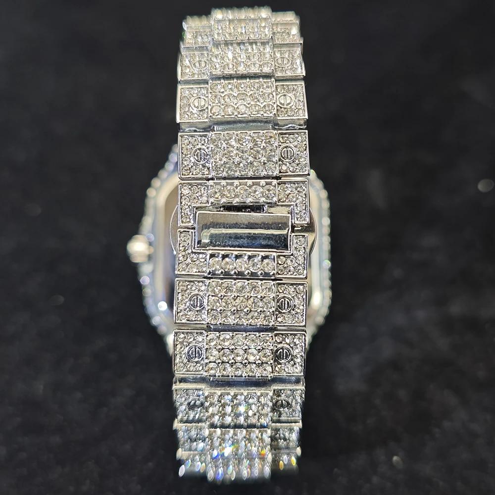 Роскошные мужские часы с бриллиантами, часы в стиле хип-хоп из нержавеющей стали, уникальные водонепроницаемые наручные часы Bling Ice Out, мужской подарок, новинка 2025 г.