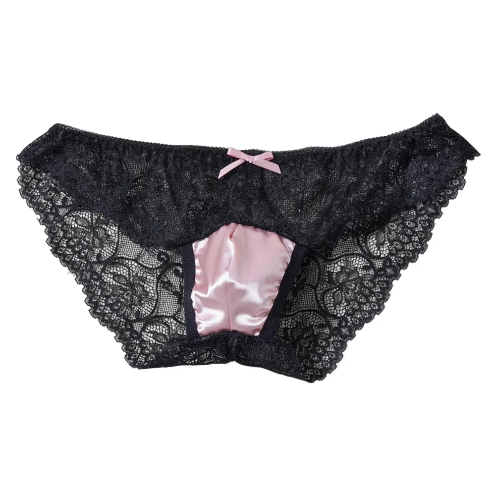 

Men Lace Satin-like Brief Gay Sissy Jacquard Temptation Low Rise Exotic Couple Life Underwear See Through Extreme Men's Panties