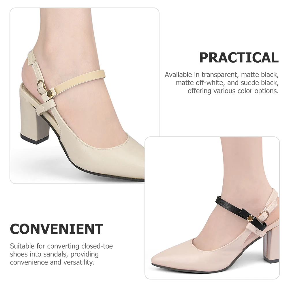 

4 Pairs Shoe Straps Snap Button Laces Replacement for Heels Women High Shoes Adjustable Ankle Transparent Black