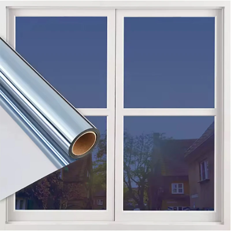 Multi Size One-Way Mirror Window Film Privacy Sunscreen Glass Sticker Suitable for Home and Office Blackout Window Film