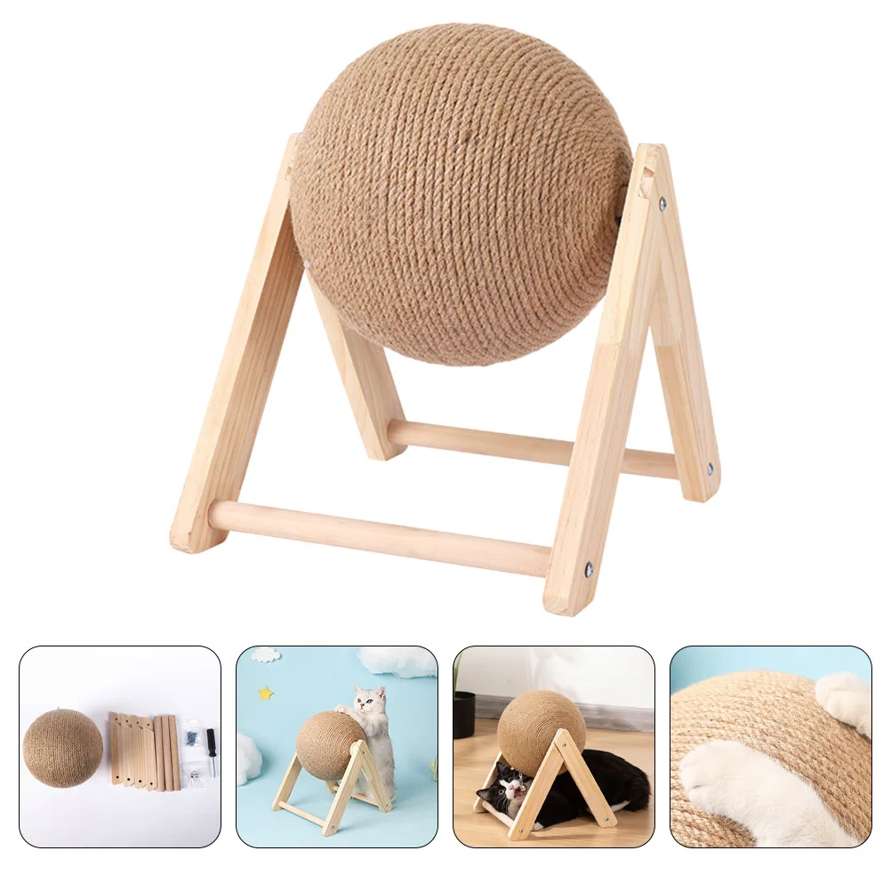 

Cat Scratching Toy Climbing Ball Sisal Cats Wooden Kitten Scratcher Teasing