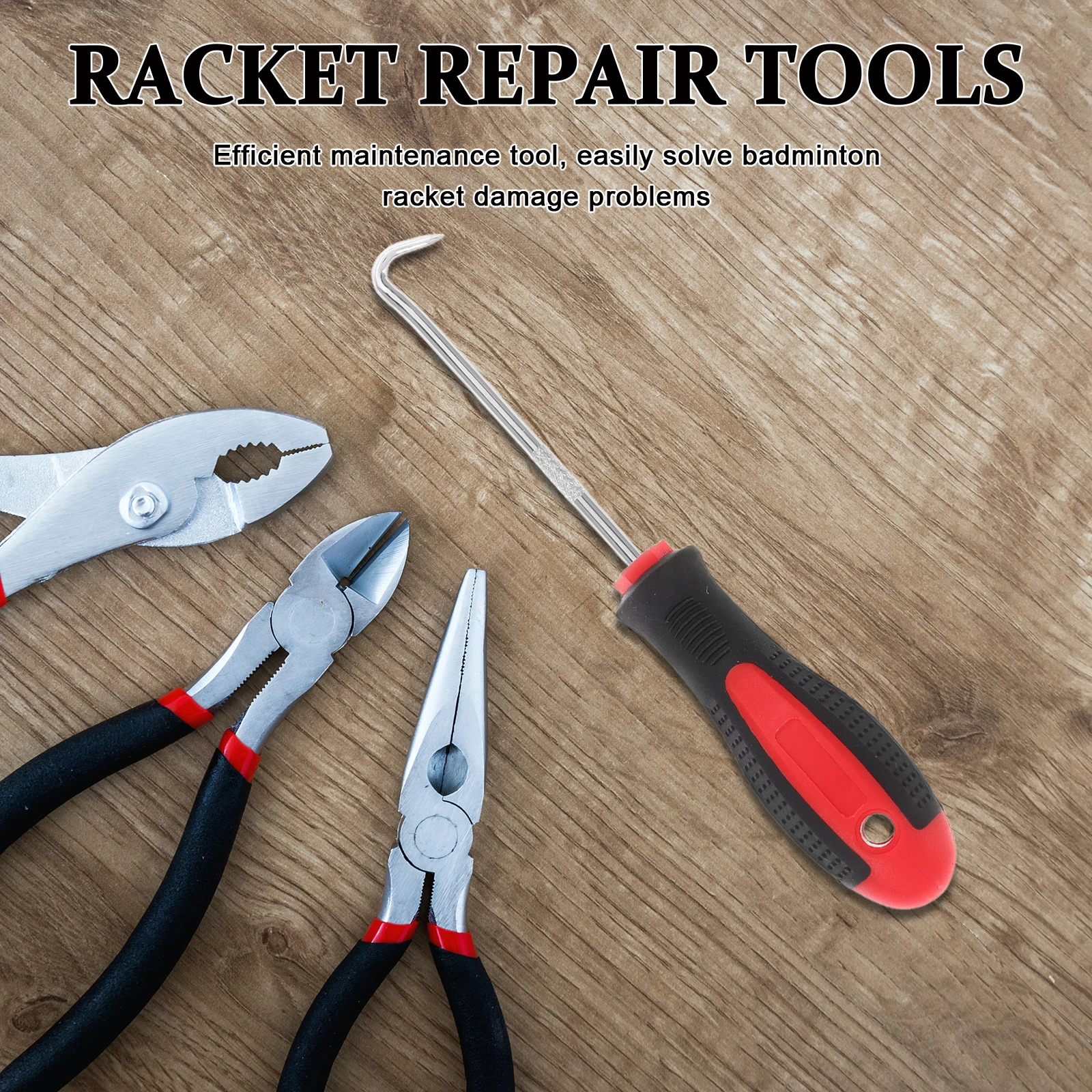 バドミントンテニスストリングマシンフック人間工学に基づいたラケット糸通しワイヤー引っ張りツール耐久性のあるプラスチックハンドルラケット修理