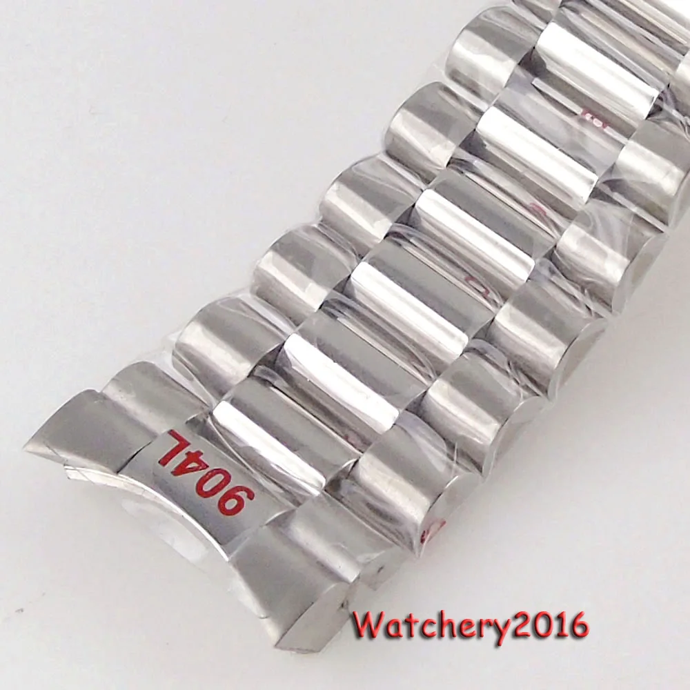 20mm Brushed Strap Watchband Small endlink bracelet 316L Stainless Steel Silver Folding clasp Small Link