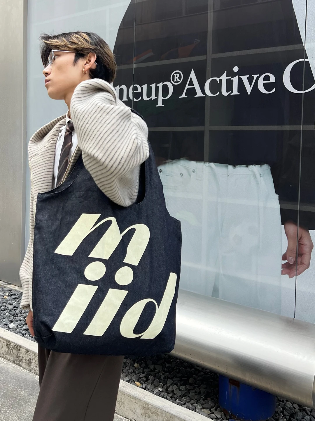 Retro Denim Canvas Tote Bag Unisex Street Style Handbag Large Capacity Shopping Bag Fashionable Casual Shoulder Bag