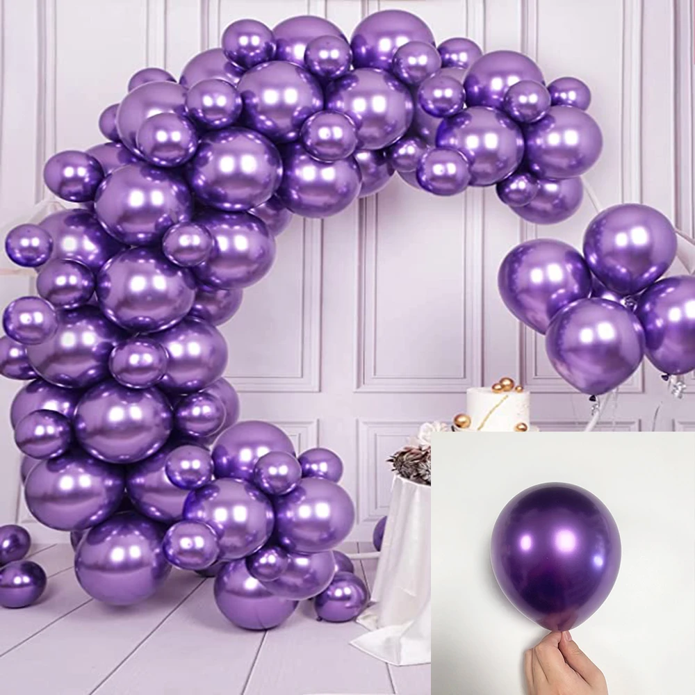 10/20/30pcs Metallic Purple Chrome Balloons Bridal Wedding Helium Globos Graduation Anniversary Birthday Party Baby Shower Decor