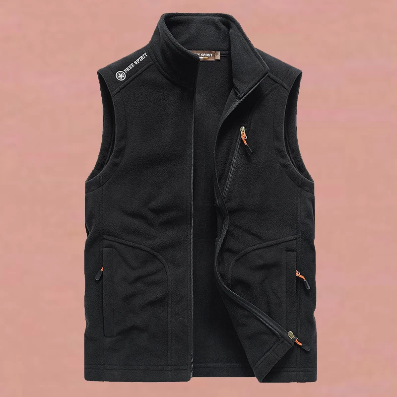 2025 High Quality New Autum Winter Men's Fashion Casual Waistcoat Fleece Thicken Outdoor Sprot Vest Male Multi-pocket Solid Vest