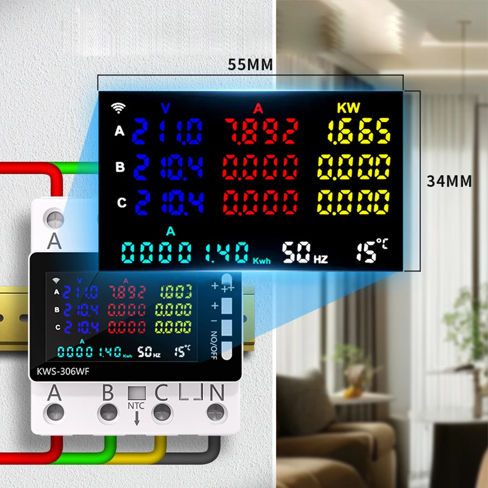 Rail Type Overvoltage Undervoltage Protector Phase Loss Protection Switch With LCD Display For Home Factory Distribution Cabinet