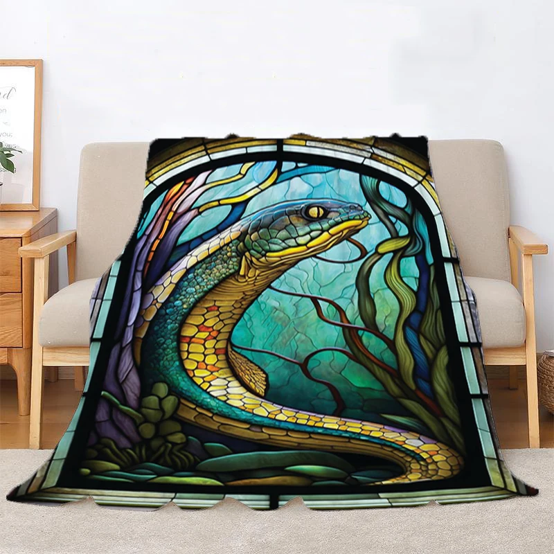 Stained Glass Sealife Custom Blanket for Living Room Bedspread on the Bed Decorative Sofa Blankets Bedroom Decoration Throw Nap