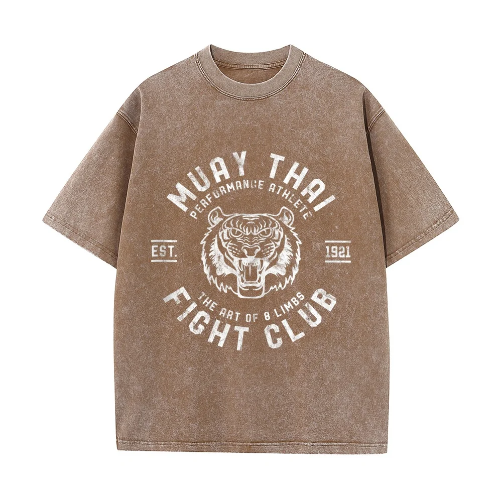 Muay Thai Street Fight Club Mens MMA Tiger Kick Boxing 고퀄 У2к Oversized T Shirt Plus Size Gift Summer Top Cotton Funny Quote
