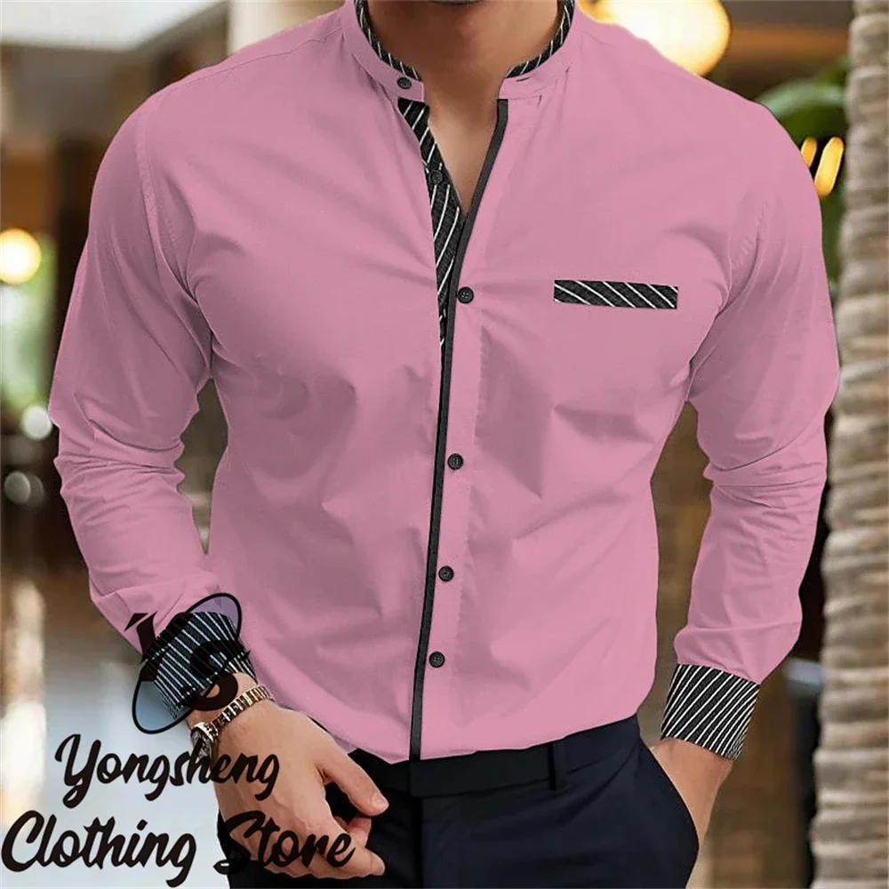 Camisas de manga larga para hombre, camisas lisas, camisetas de moda de alta calidad para hombre, ropa informal de Color sólido, nuevo estilo, ropa de gran tamaño