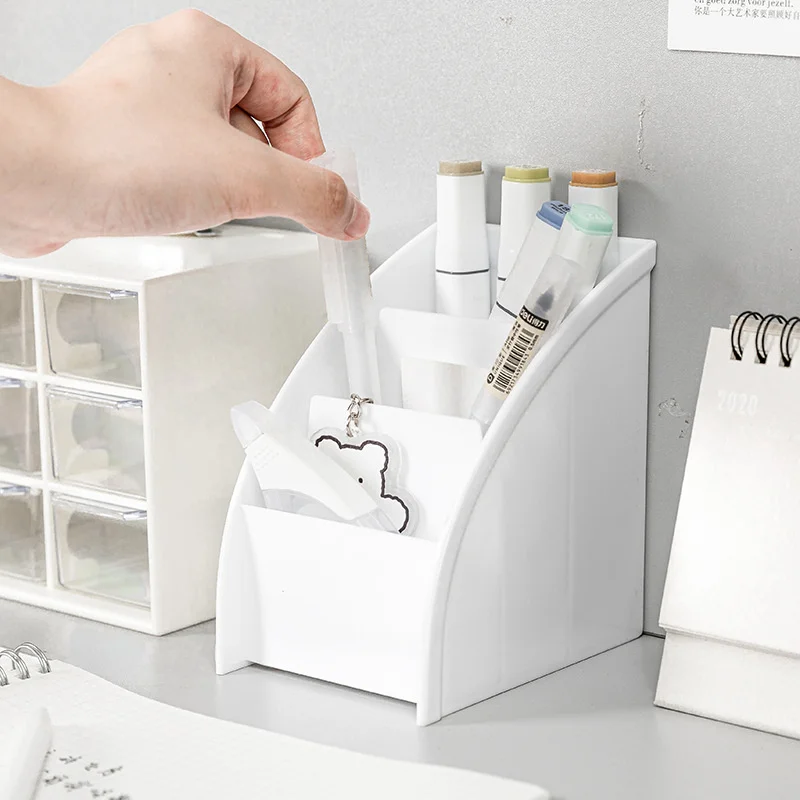 Multi-function Plastic PP Desktop Storage Box Case 3 Grid Sub-grid Make up Cosmetic Holder Desk Pen Pencil Organizer