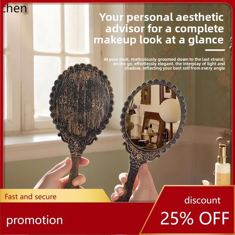 YFY handheld makeup mirror - women's portable vanity mirror for home, dorm, and travel - vintage gift makeup mirror