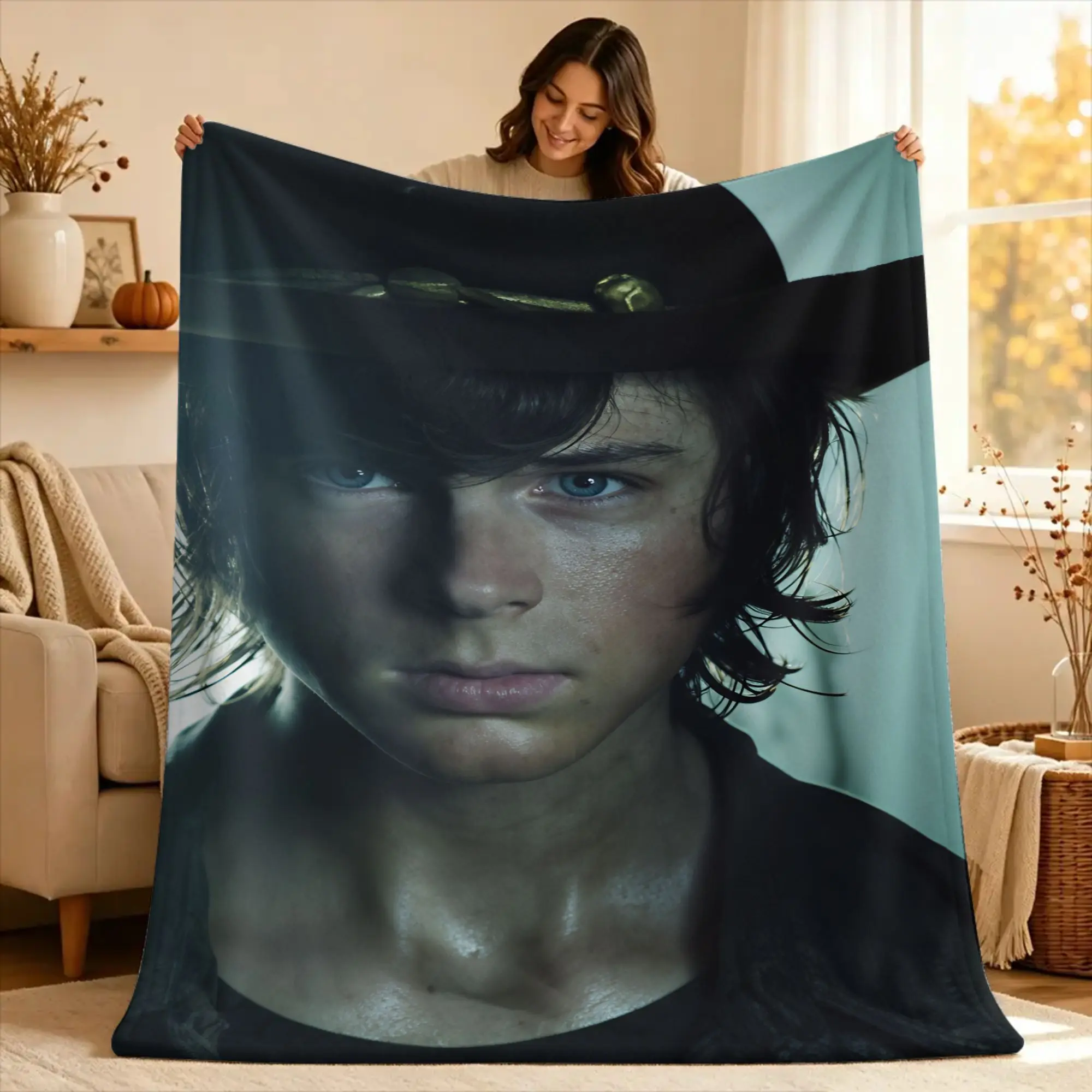 The Walking Dead Carl Grimes Warm Blankets  Camping Plush Bedding Throws Funny Couch Chair Flannel Bedspread Sofa Bed Cover