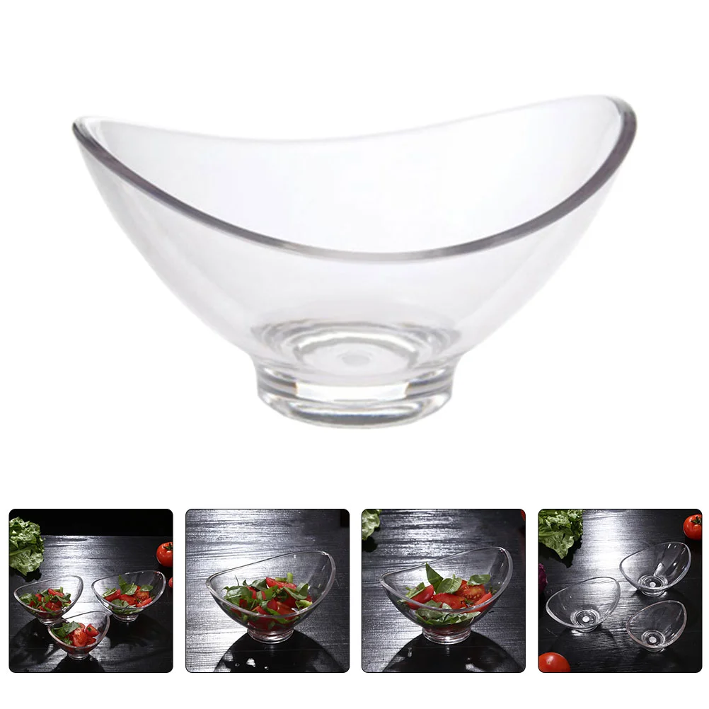 

Small Candy Bowl Ingot Salad Dessert Bowls Multipurpose Anti-fall Plastic Serving Clear Slanted