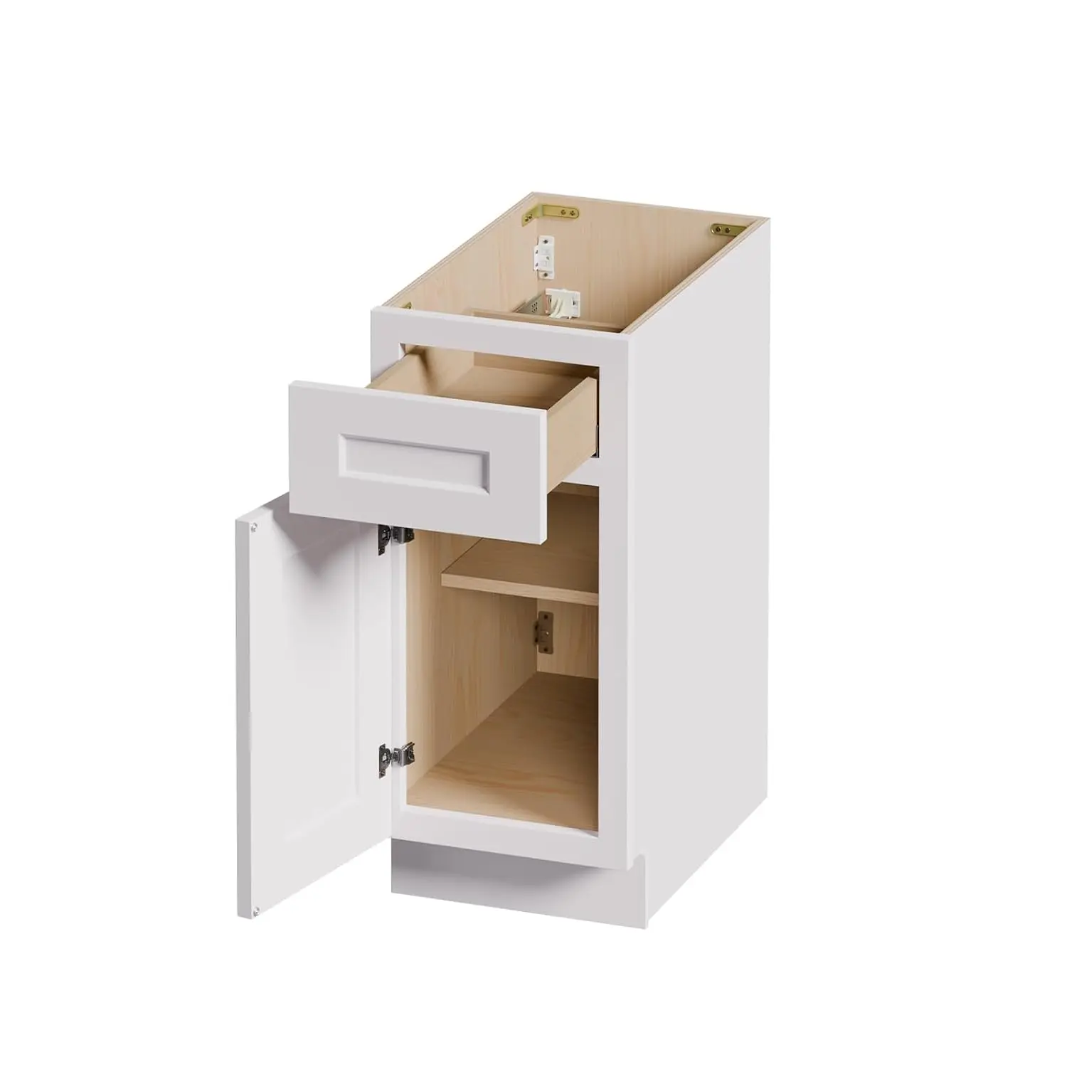 White Wood Base Cabinet with Drawers, 15