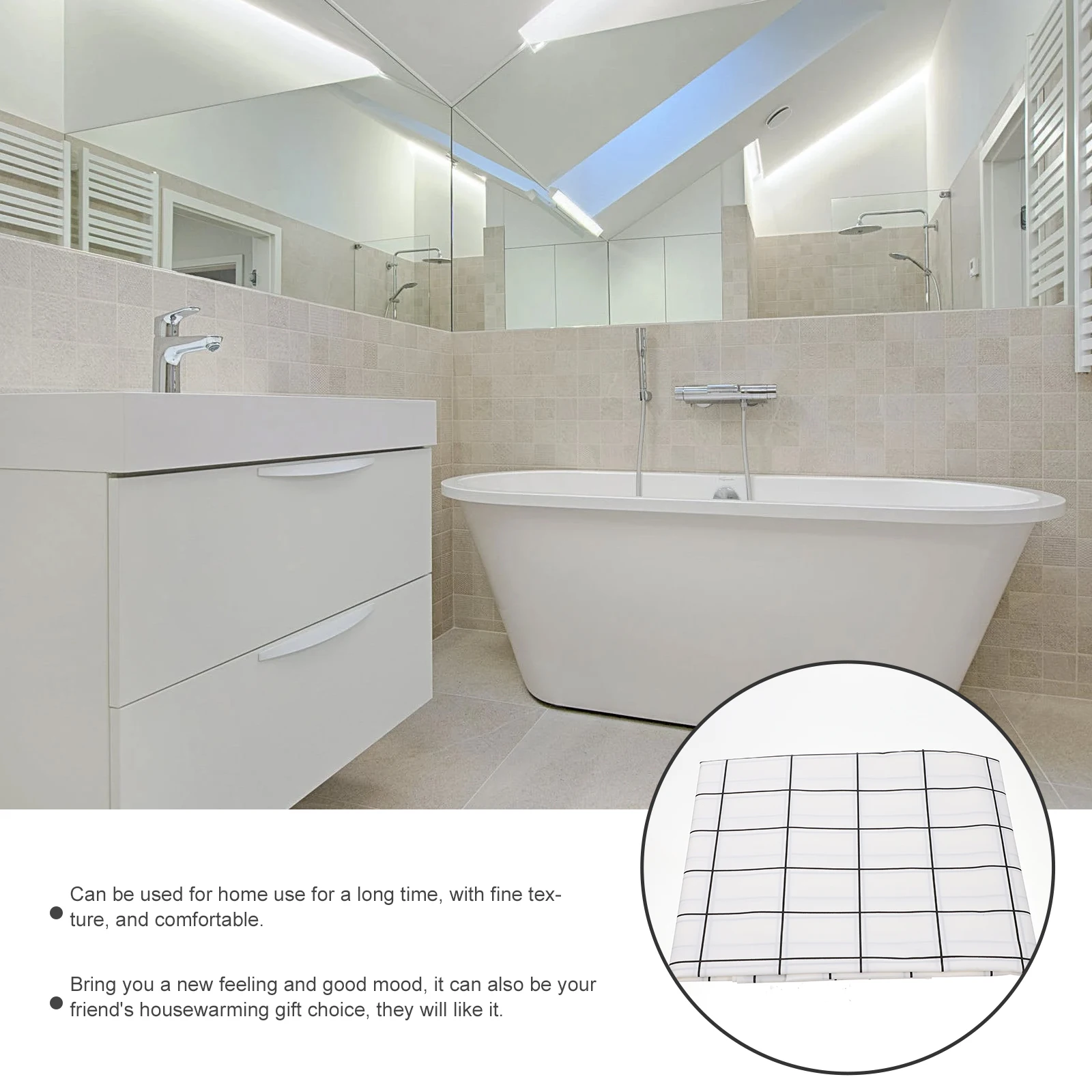 

Peva Shower Curtain Black White Grid Design Waterproof Privacy Bath Home Decor Stylish Bathroom Accessories Long Use Fine