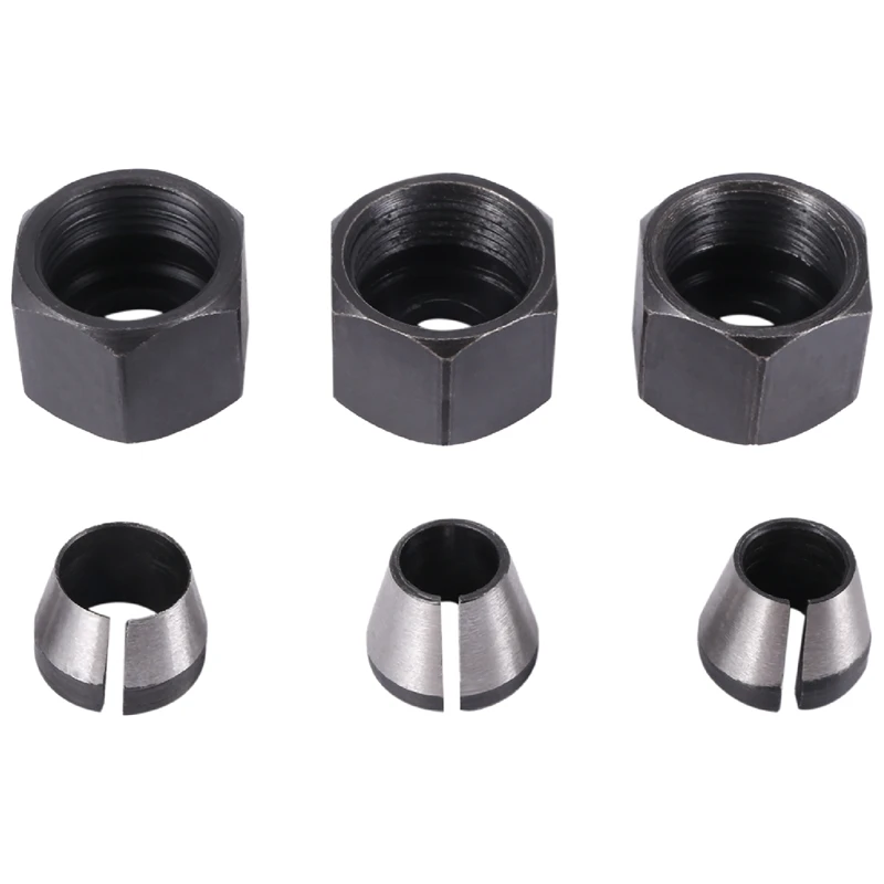 AA01-3 Stuks Router Spantang Set Chuck Heads Adapter Voor Boren Graveren Trimmen Carving Machine Elektrische Router Frees
